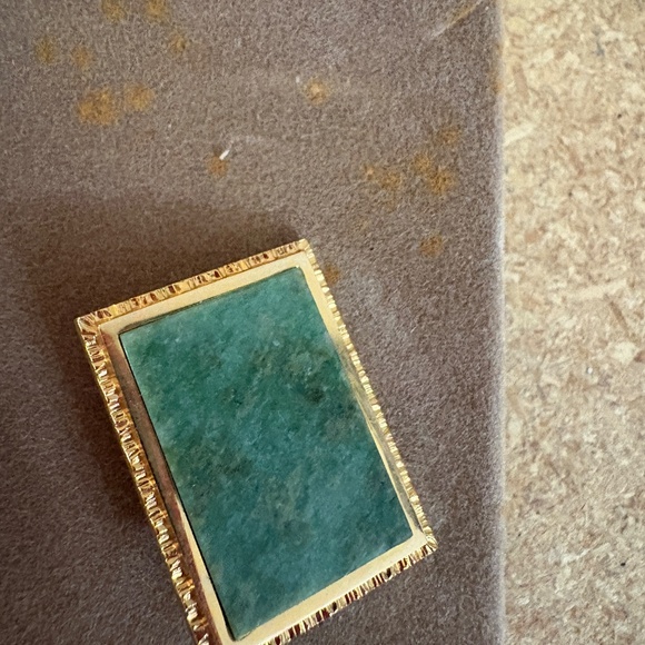 Vintage Men's Cuff Links and Tie Tack Set - Green Finish and gold tone - Picture 4 of 12